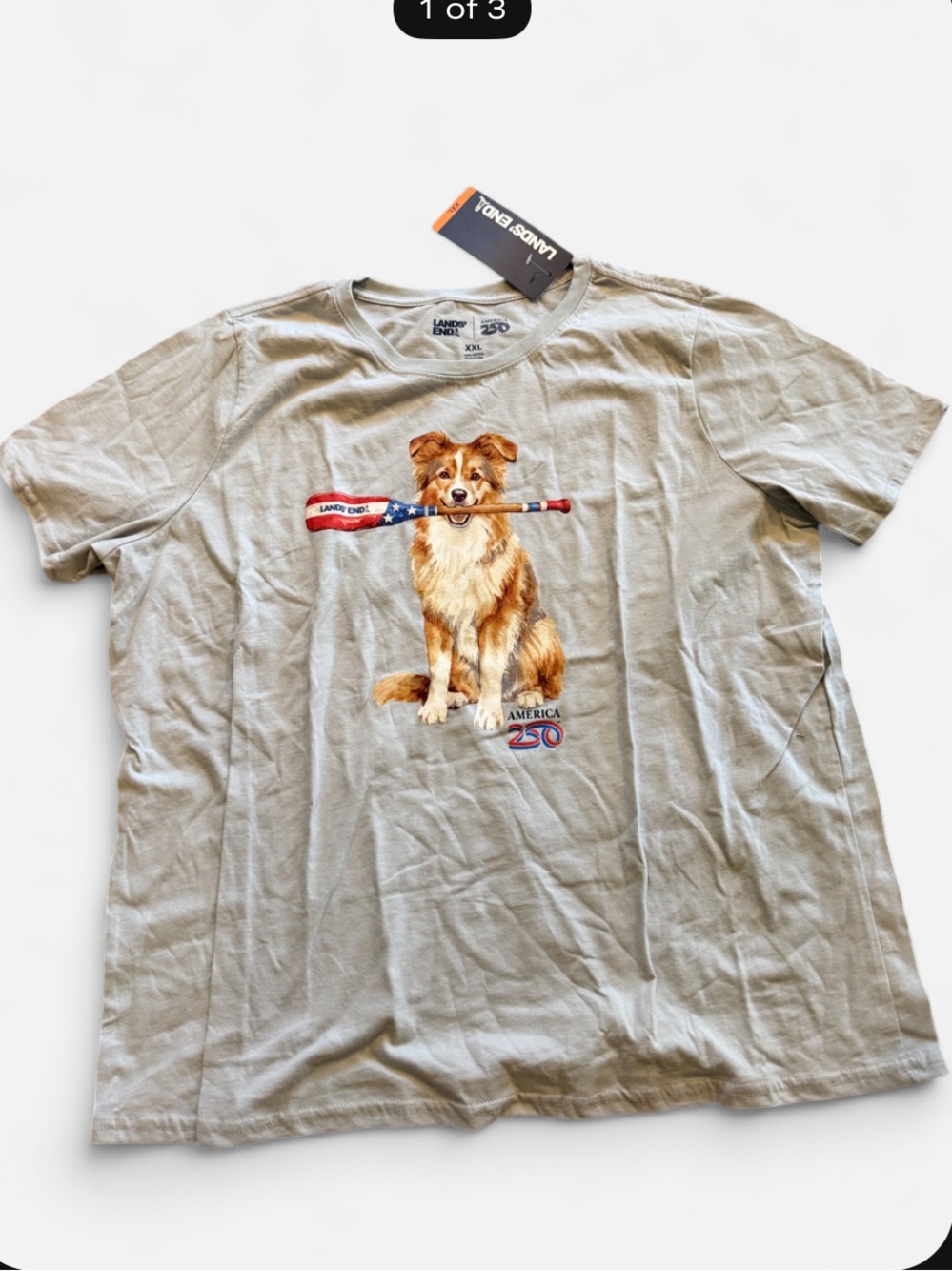 Lands' End Bluish grey Dog Graphic Tee - American Fetch Design